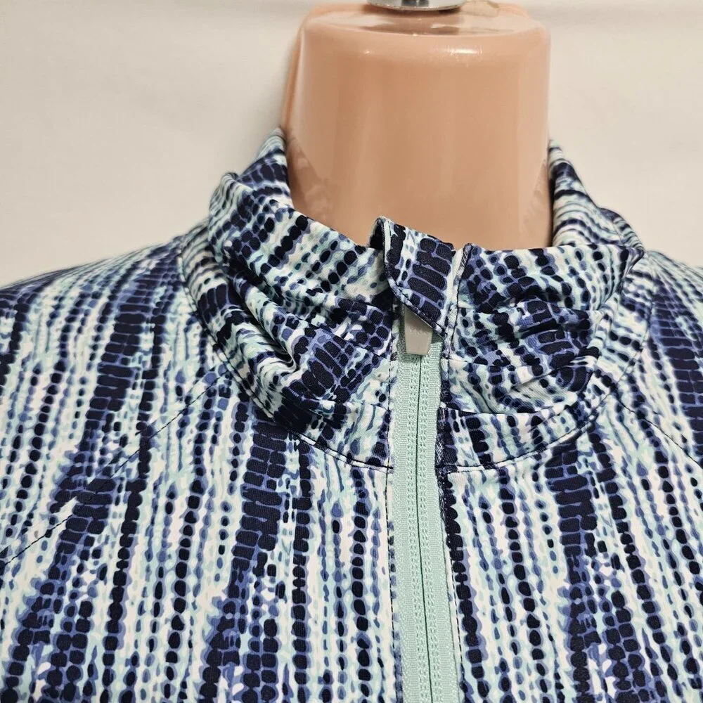 Peter Millar Women Size L Golf Katy Full Zip Layer Jacket Blue UPF50 Sun Pro